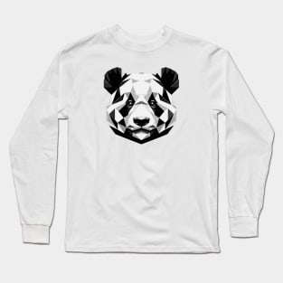 Abstract Geometric Panda - Monochromatic Design Long Sleeve T-Shirt